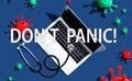 Dont Panic theme with stethoscope and laptop