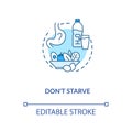 Dont starve concept icon. Wine tasting advice idea thin line illustration. Avoiding getting drunk, drinking water