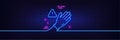 Dont touch without gloves line icon. Hand warning sign. Neon light glow effect. Vector
