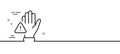 Dont touch line icon. Hand warning sign. Minimal line pattern banner. Vector