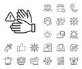 Dont touch line icon. Hands warning sign. Place location, technology and smart speaker. Vector
