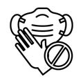 Dont touch medical mask line style icon