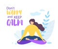 Dont Worry Keep Calm Girl Meditate Outdoors Nature