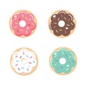 Donut vector set isolated on white background.