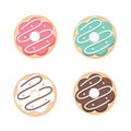 Donut vector set isolated on white background. Top View Donuts collection into glaze