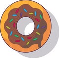 Vector graphic illustration of a donut with chocolate glaze and sprinkle Royalty Free Stock Photo