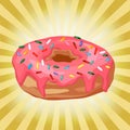 Donut on a background with rays