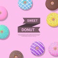 Donut banner design template. Vector illustration.