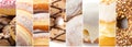 Donut Berliner Texture Collage, Various Donuts Collection Royalty Free Stock Photo