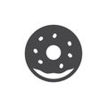 Donut black vector icon. Doughnut with sprinkles glyph symbol.