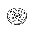 Donut black and white line icon. Doughnut