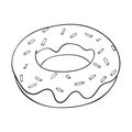 Donut. Black and white outline drawing