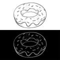 Donut. Black and white outline drawings