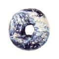 Donut with blue cosmic icing isolated on white Royalty Free Stock Photo