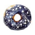 Donut with blue cosmic icing isolated on white Royalty Free Stock Photo