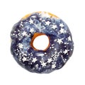 Donut with blue cosmic icing isolated on white Royalty Free Stock Photo