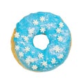 Donut with blue icing and sprinkles isolated on white Royalty Free Stock Photo