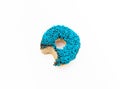 Donut with blue sprinkles isolated on white background Royalty Free Stock Photo