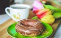 Donut for breakfast Royalty Free Stock Photo