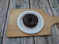 Donut cake sprinkled with chocolate messes