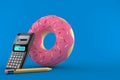 Donut with calculator and pencil