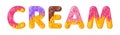 Donut cartoon cream biscuit bold font style