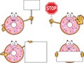 Donut Cartoon Mascot Character Set 2. Collection