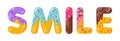 Donut cartoon smile biscuit bold font style