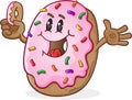 Frosted Donut Cartoon Character with Sprinkles Royalty Free Stock Photo