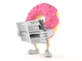 Donut character reading newspaper