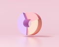 Donut chart on pink background. 3d render illustration