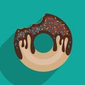 Donut with chocolate. Vector. Dessert illustration