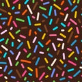 Donut chocolate glaze, creamy cupcake icing seamless pattern