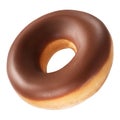 Donut with chocolate glaze isolated on white background. One round chocolate Doughnut Royalty Free Stock Photo