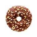 Donut with chocolate glaze and nuts sprinkles isolated over white background with clipping path Royalty Free Stock Photo