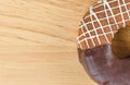 Donut chocolate glazing on wooden background, Assorted Colorful. Royalty Free Stock Photo