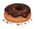 Donut with chocolate icing. Vector illustration on a white background. Royalty Free Stock Photo