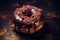 Donut with Chocolate Sauce sprinkle sugar flakes with Halloween
