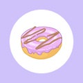 Donut in circle vector illustration. Sweet dessert poster.