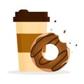 Donut and coffee vector on white background graphic Royalty Free Stock Photo