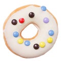 Donut with colored smarties isolated on white background Royalty Free Stock Photo