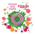 Donut Colorful Dessert Icon Choose Your Taste Cafe Poster