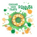 Donut Colorful Dessert Icon Choose Your Taste Cafe Poster