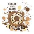 Donut Colorful Dessert Icon Choose Your Taste Cafe Poster