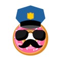 Donut cop isolated. Donut police officer. vector illustration