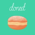 Donut covered with sugar powder. Vector hand drawn illustration.