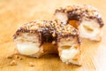 Donut cronut on a wodden table