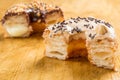 Donut cronut on a wodden table