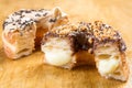 Donut cronut on a wodden table