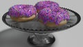 Donut. 3D Illustration. 3D Render 3 Donuts with perfect Icing on top